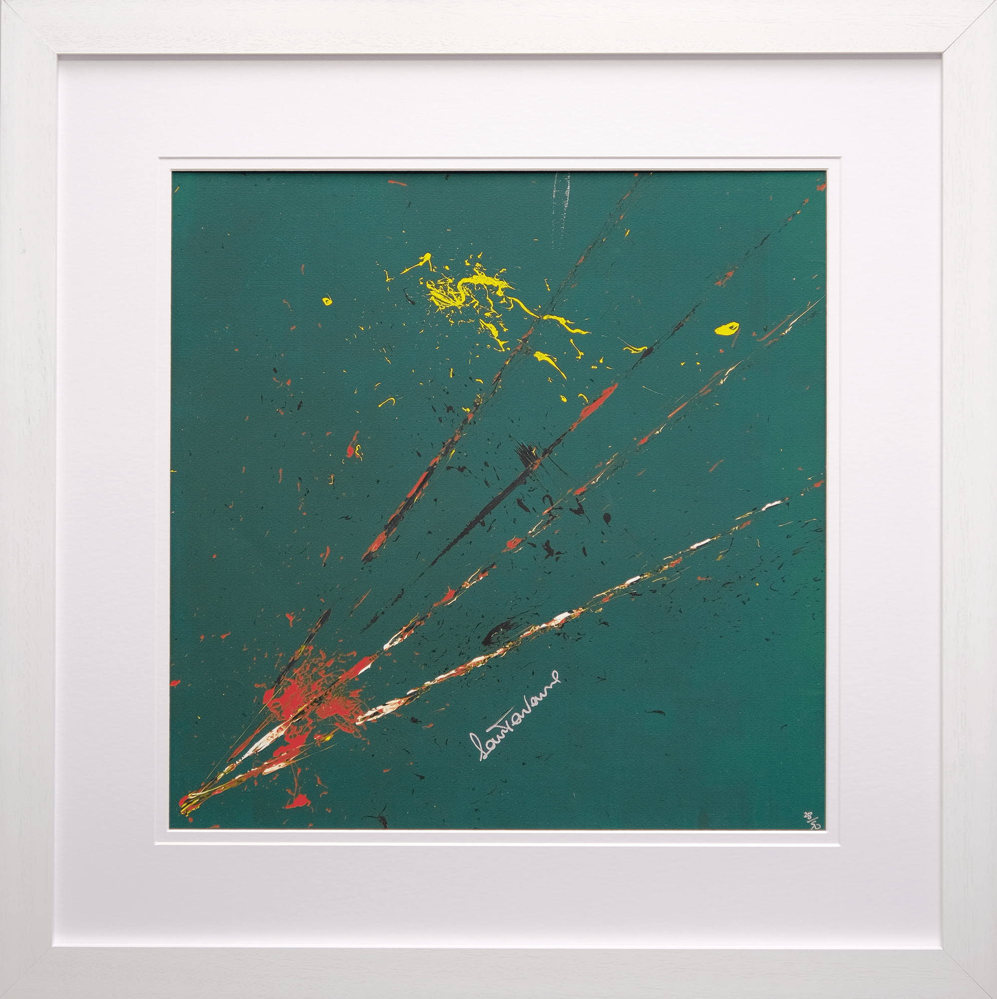 Impact Art created and Signed by Sam Torrence Framed in White - Memorabilia Framers Shop